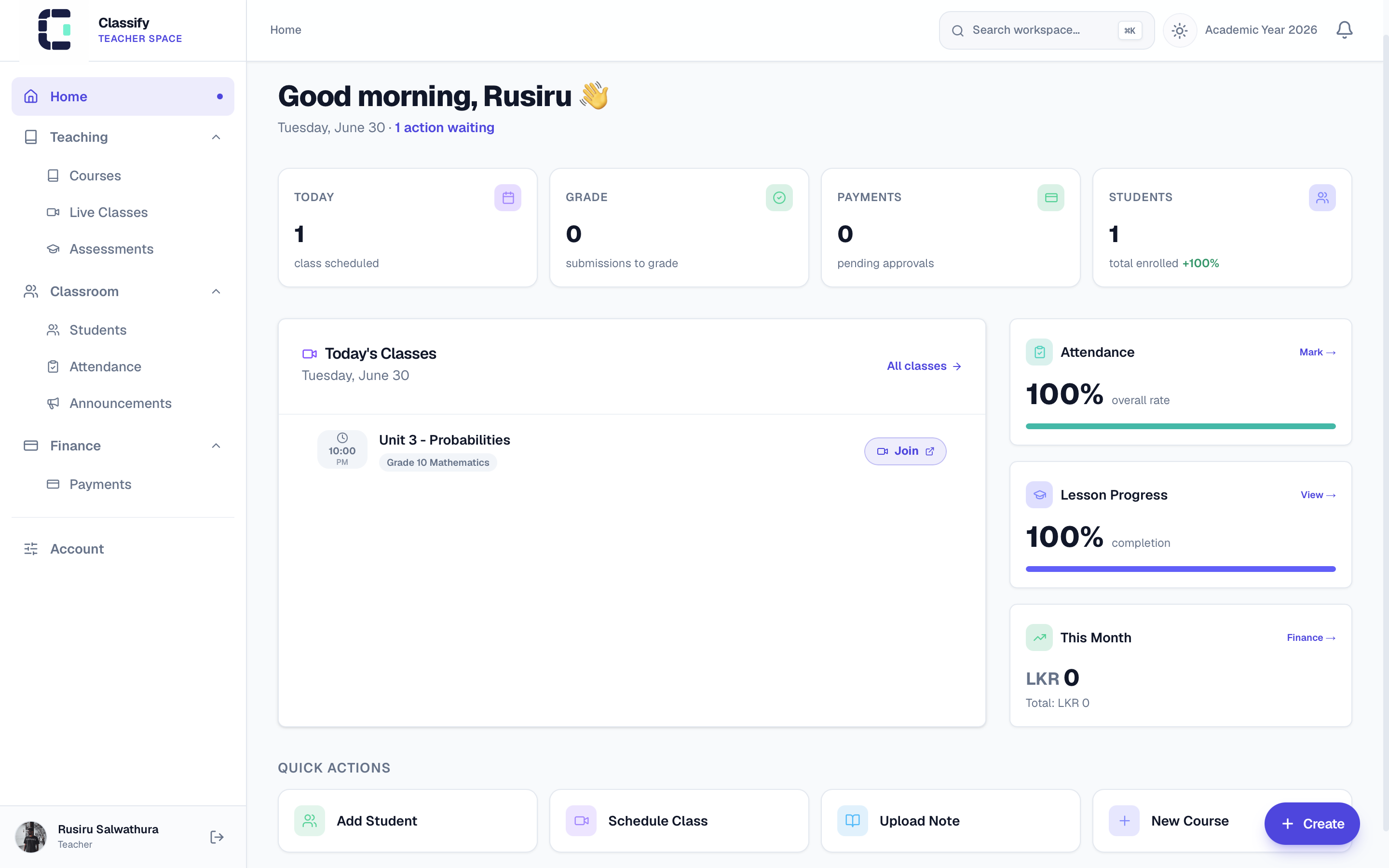 Classify Dashboard Preview